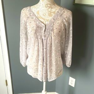 Sheer and Flowing Elegant Purple Flowered Blouse Size S
